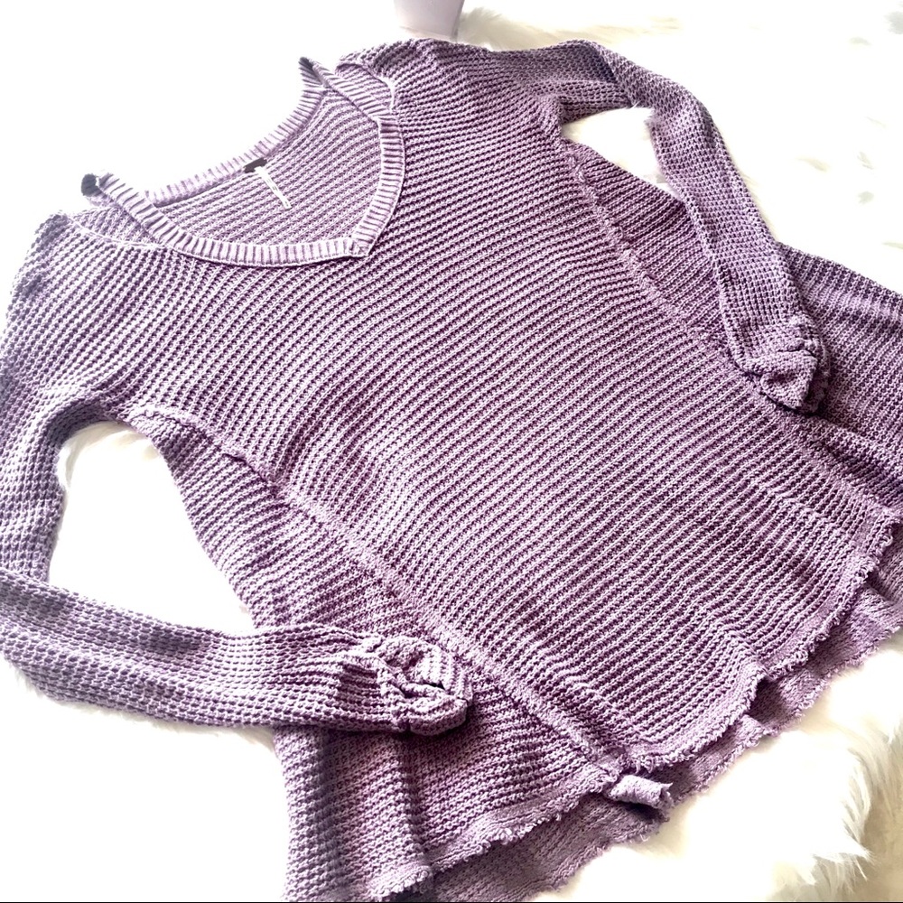 Free People Purple Moonshine Cold Shoulder Sweater